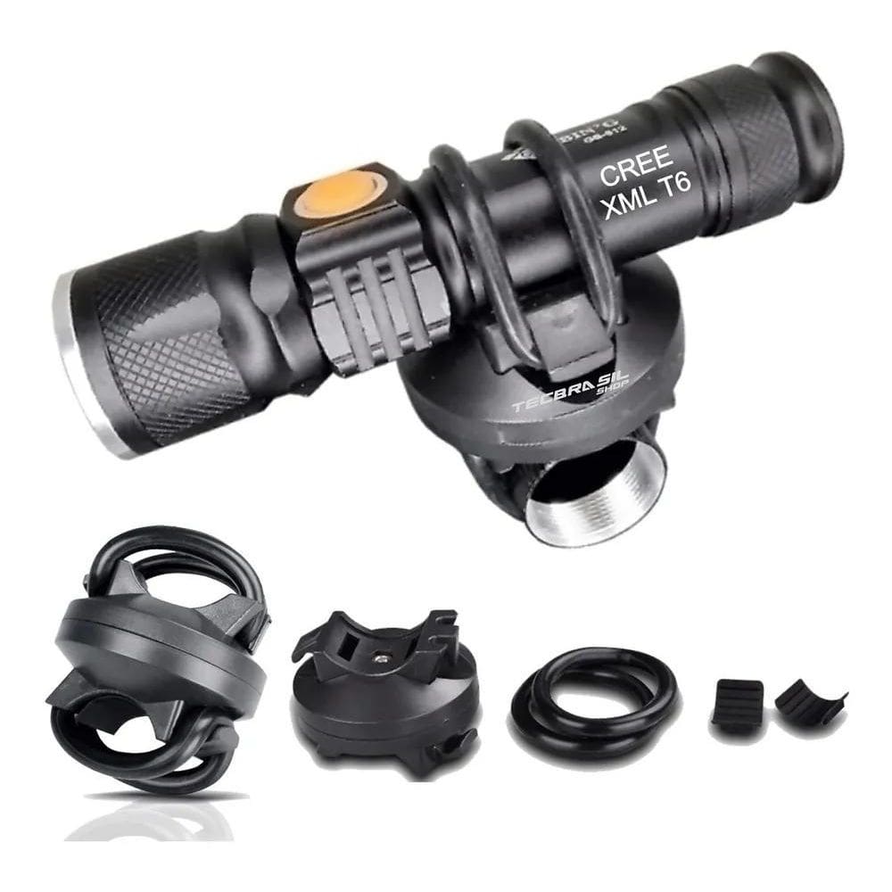 2X Kit Bike Lanterna Farol Recarregável Via Usb Com Suporte