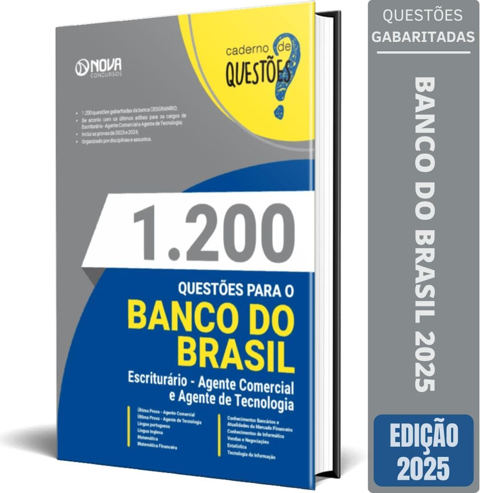 Livro 1.200 Questões Gabaritadas O Banco Do Brasil 2025