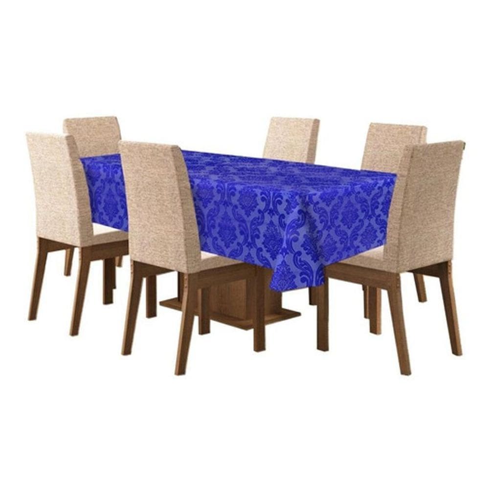 Toalha De Mesa Tecido Jacquard 8 Lugares - Azul Royal
