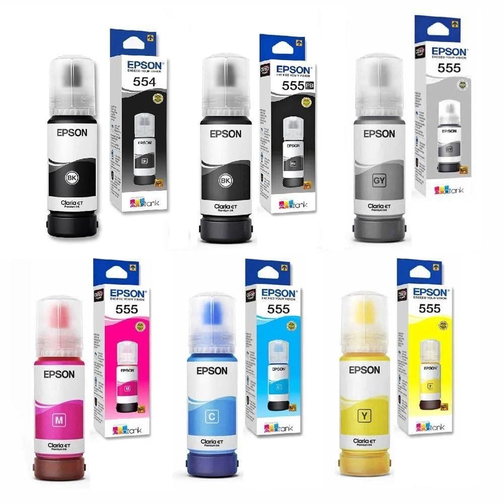 Kit 6 Refil 555 / 554 Epson Ecotank L8160/l8180 6 Cores T554 E T555 Original