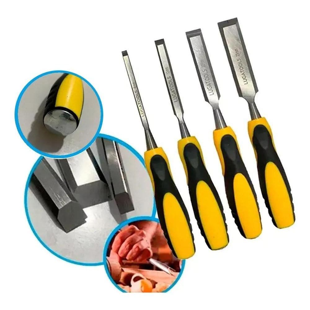 Jogo Formão 4 Peças Lugatools Para Entalhar Madeira