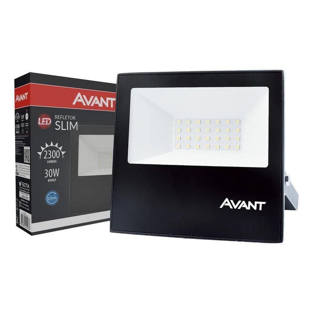 2X Refletor Led Slim 30W 6500K Branco Frio Ip65 A Prova D`Ág