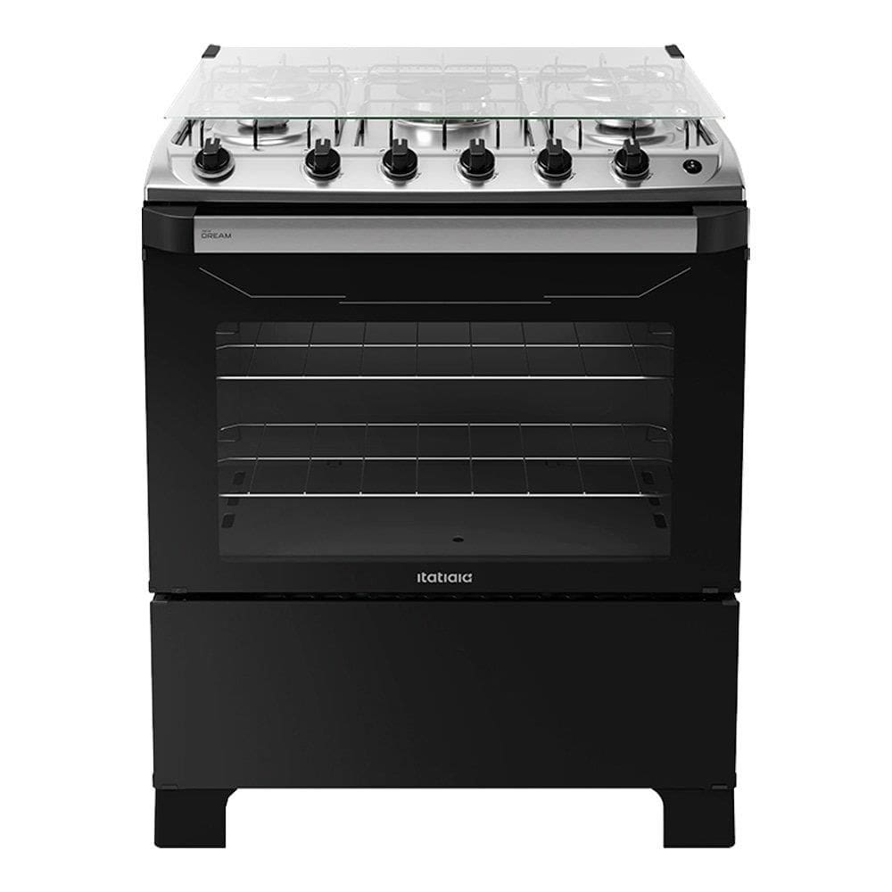 Fogão de Piso Itatiaia 5 Bocas New Dream | com Forno, Preto, Bivolt