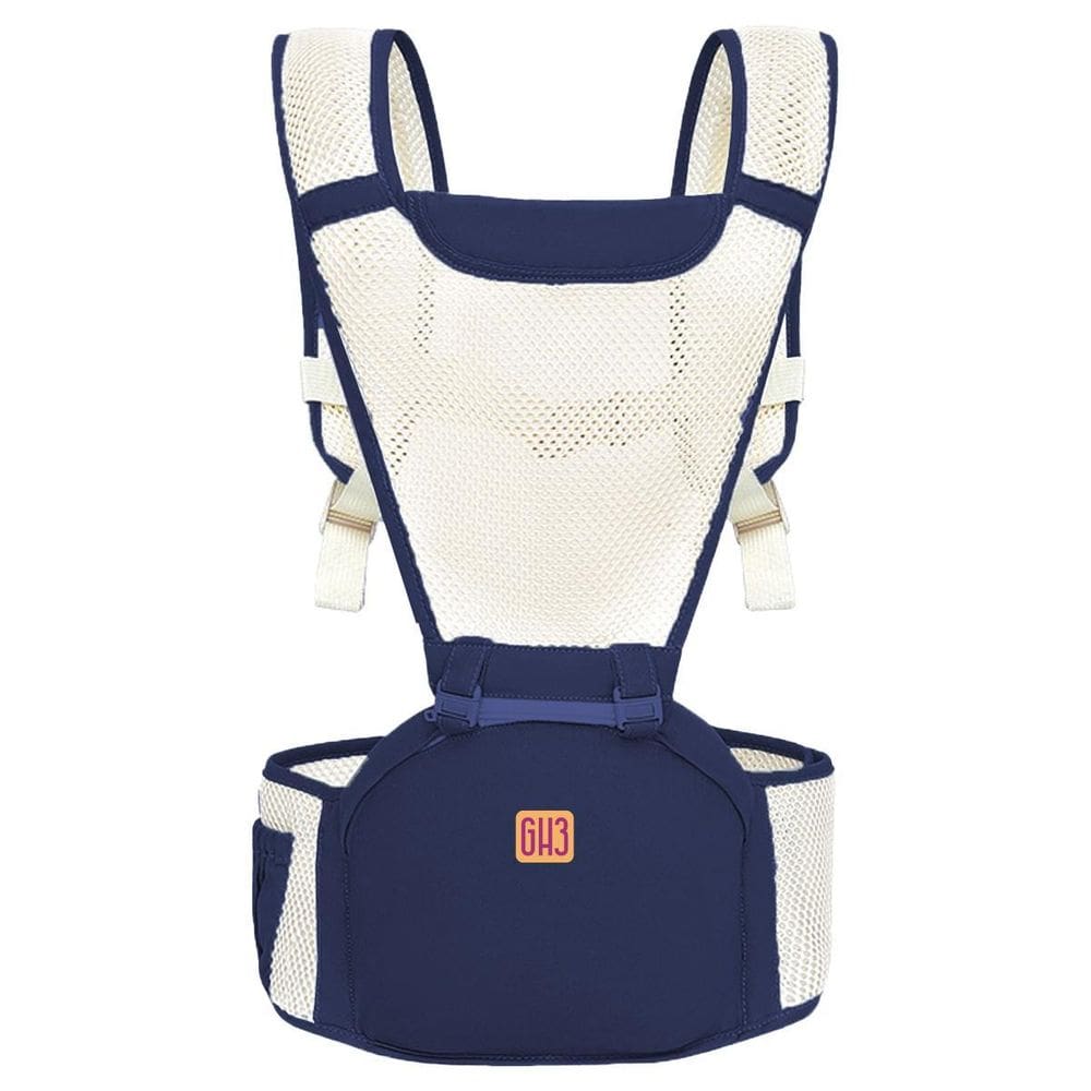 Bolsa Canguru Com Suporte Banco Passear Bebê Até 25Kg Azul