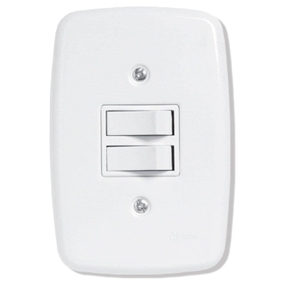 Interruptor Ideale Pluzie | 2 Teclas Simples  com Placa 4X2 Branca