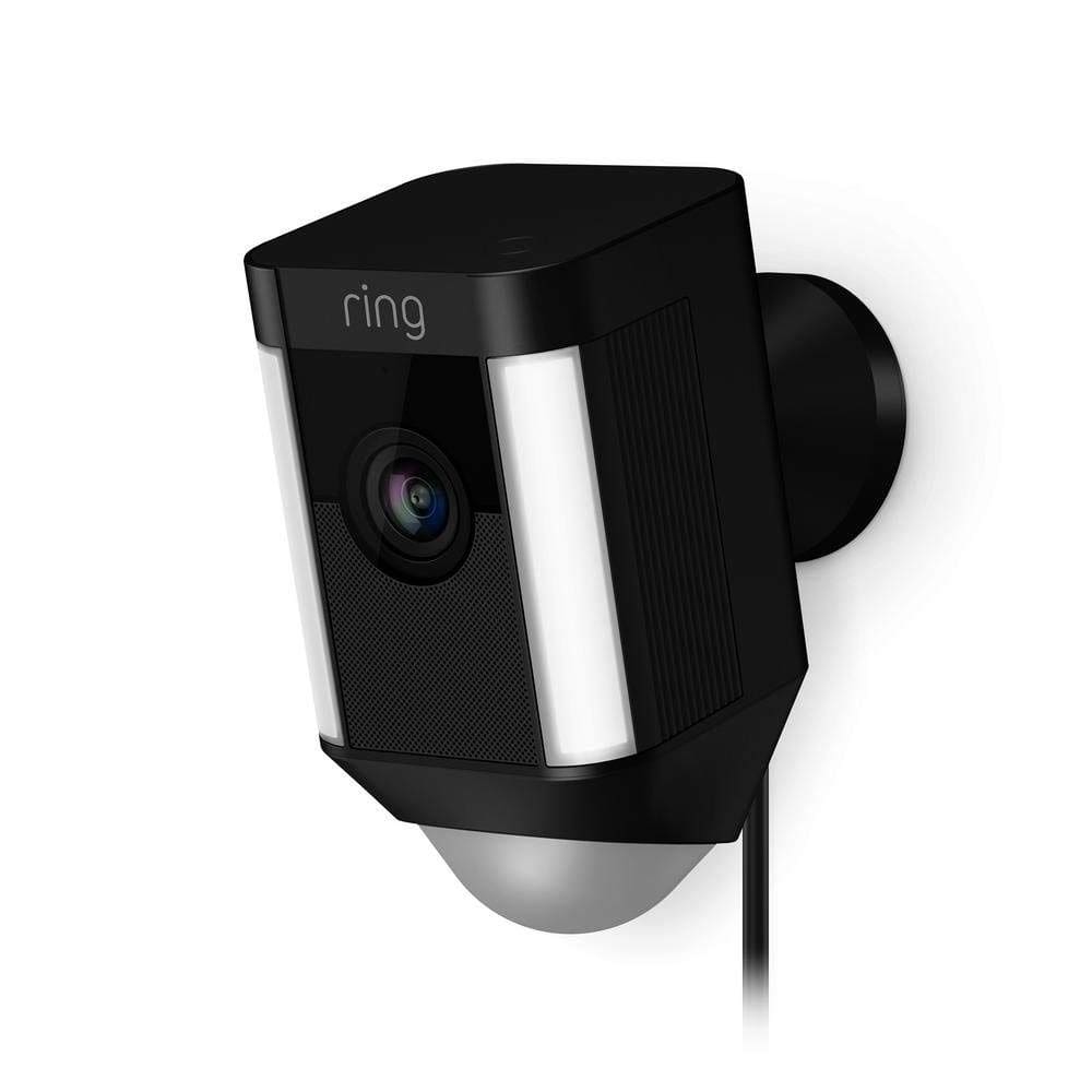 Câmera de segurança Ring Spotlight Cam com fio com holofotes pretos