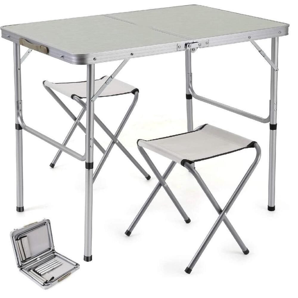 Mesa Dobrável Alumínio 2 Cadeiras Mesinha Praia Portátil