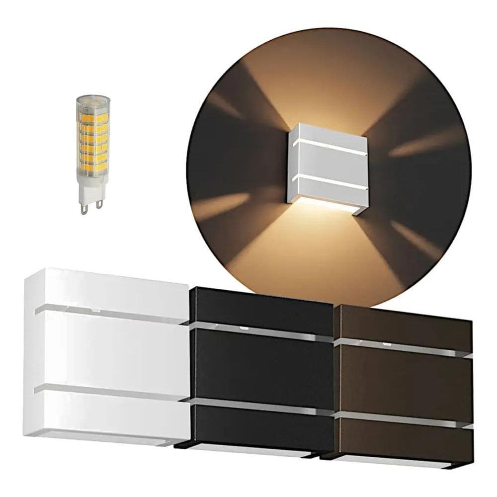 2X Luminária Arandela Slin Parede Muro + Lampada Led G9 110