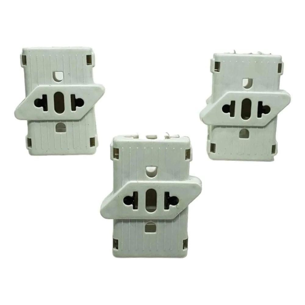 2X Kit Com 3 Adaptador Pino Universal Tomada Benjamim T 10A/