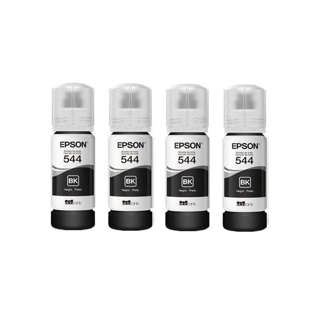 Kit 4 Tintas Epson 544 T544 Preto Original Para Impressora L-3110 L-3150 L-3250 - Refill