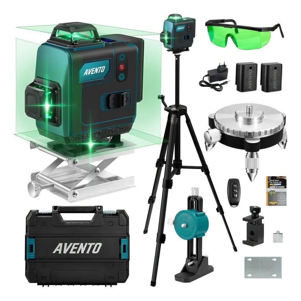 2X Nível Laser Verde 16 Linhas 4D Tela Digital 2 Bateria +Tr
