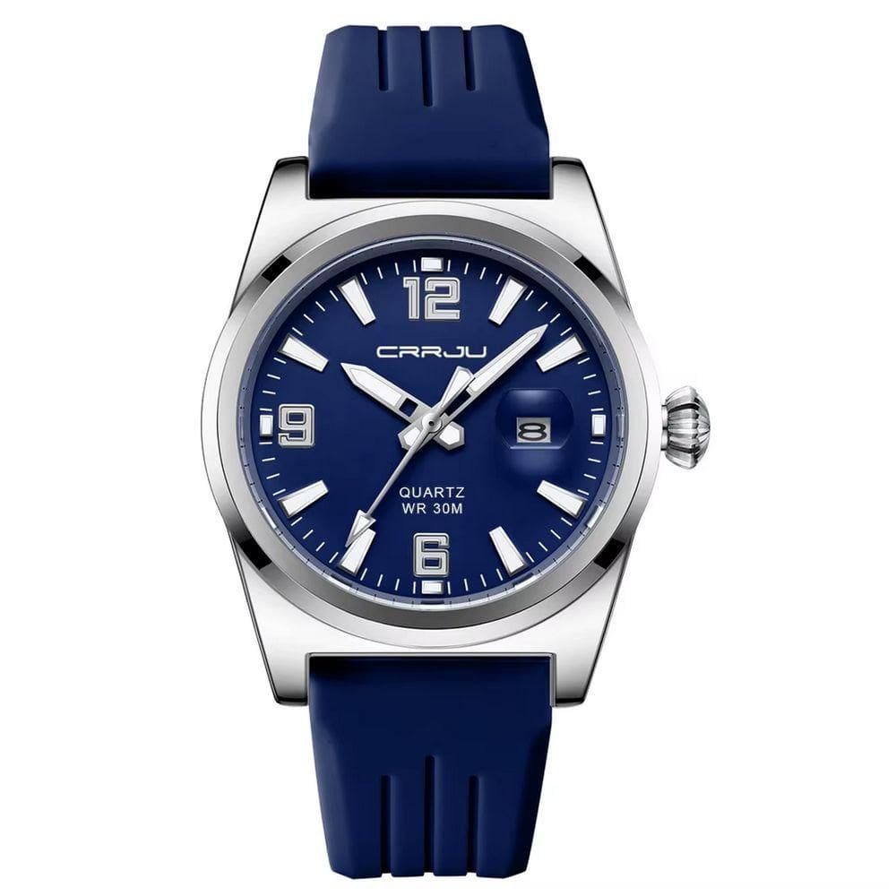 Relógio De Pulso Quartzo Esportivo À Prova Da Água Pulseira Silicone Azul Escuro