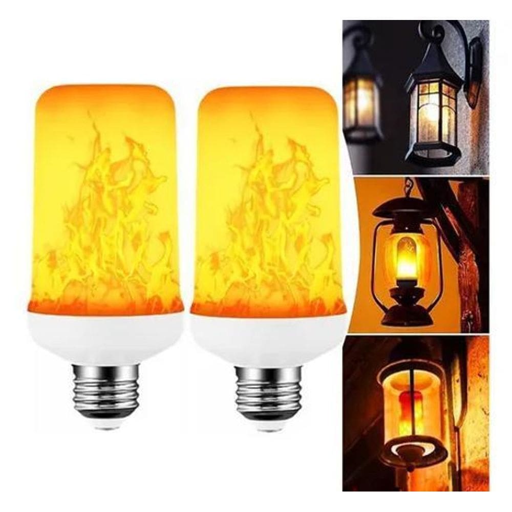 2X Kit 2 Lâmpadas Tubular Led Luz Efeito Fogo Tocha Chama