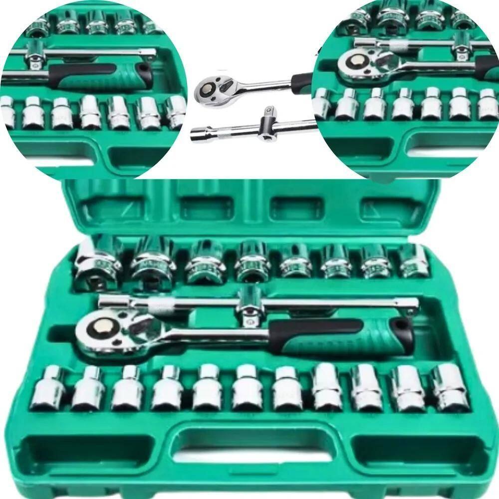 2X Jogo De Soquetes 8 A 32Mm 22 Pçs Com Catraca Reversível 1