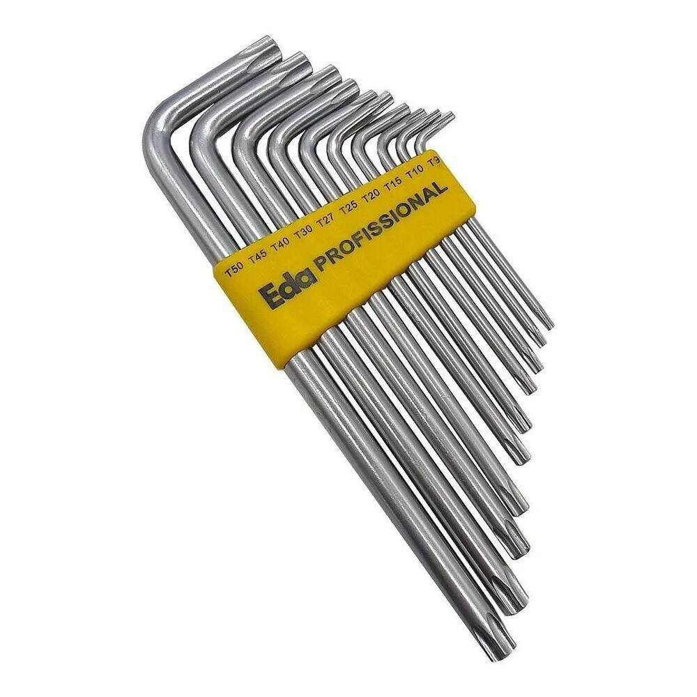 2X Kit 10 Peças Chave L Torx Torque Estrela Com Furo No Meio