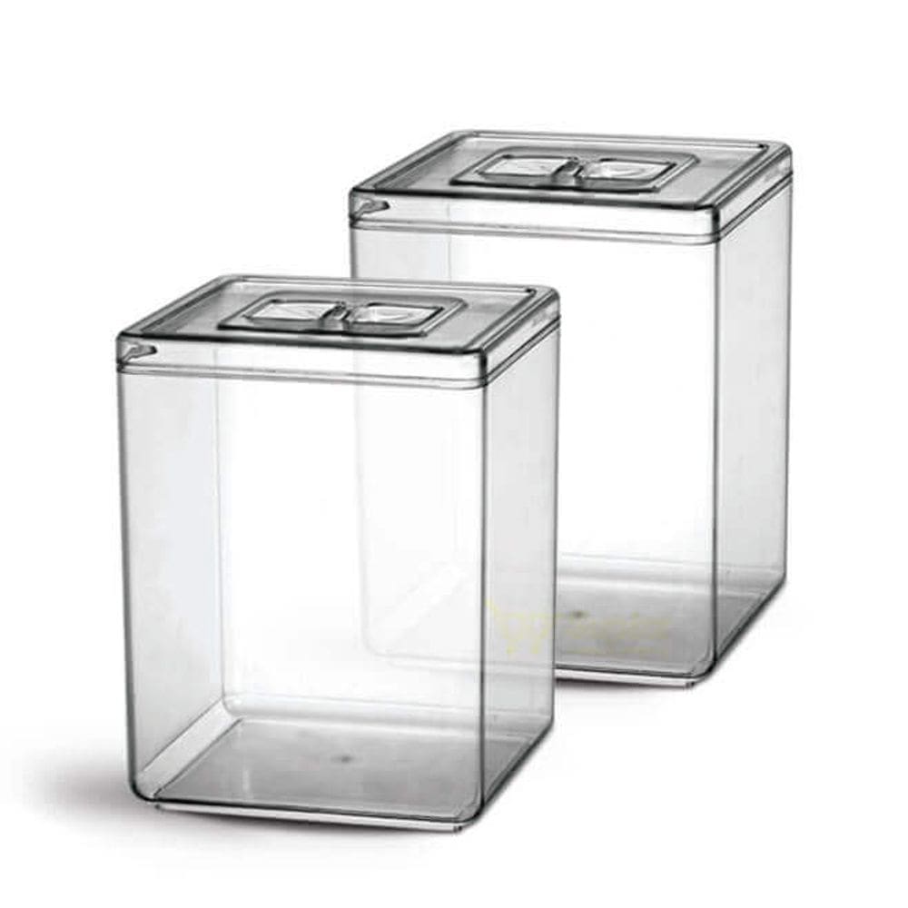 2 Potes 10l Transparente P/ Granel Cereal Alimento C/ Tampa