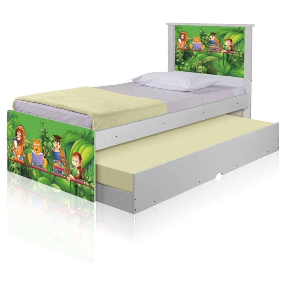 Bicama Juvenil Adesivada Safari Com Colchões