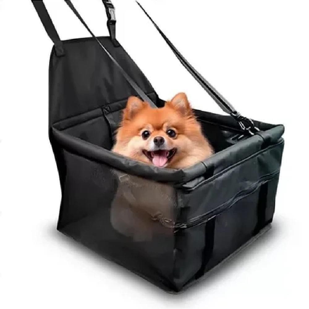 Cadeirinha Pet Transporte Assento Cachorro Gato Carro Viagem Passeio Dobrável Com Bolso Preta