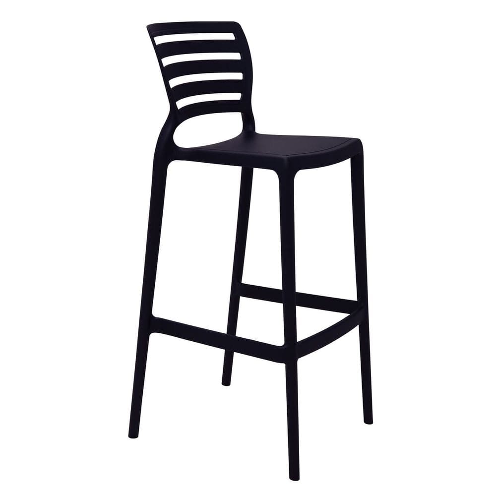 Banqueta para Bar Alta Tramontina Sofia Preta em Polipropileno Empilhável