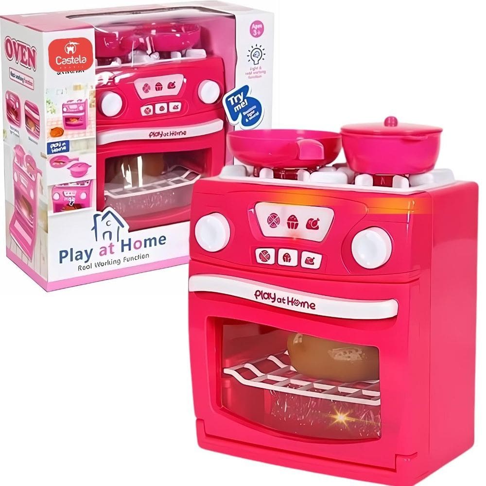 Fogão Infantil Brinquedo Som E Luz Fumaça Acessórios Castela