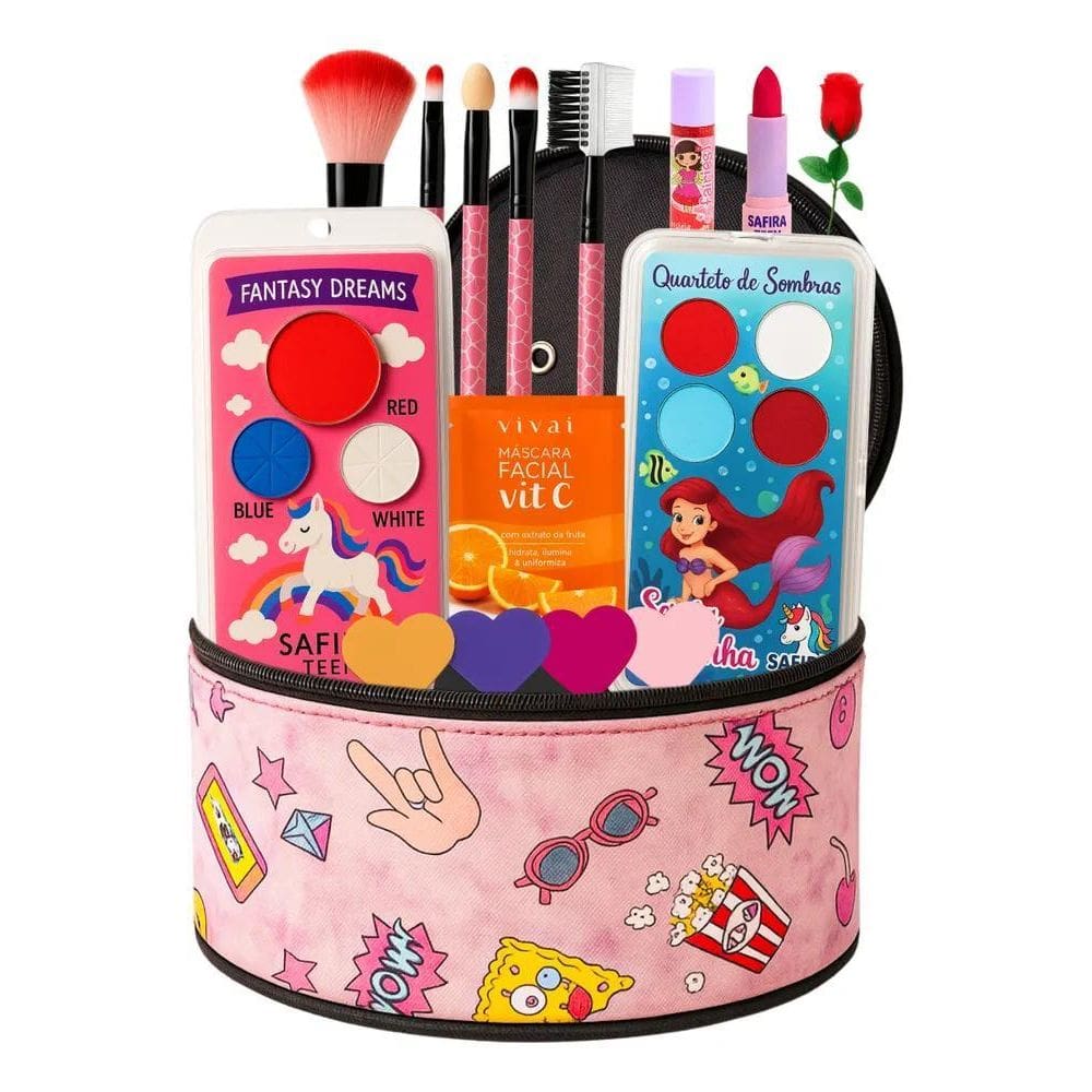 Kit Infantil Criança De Maquiagem Com Meletinha Make Linda