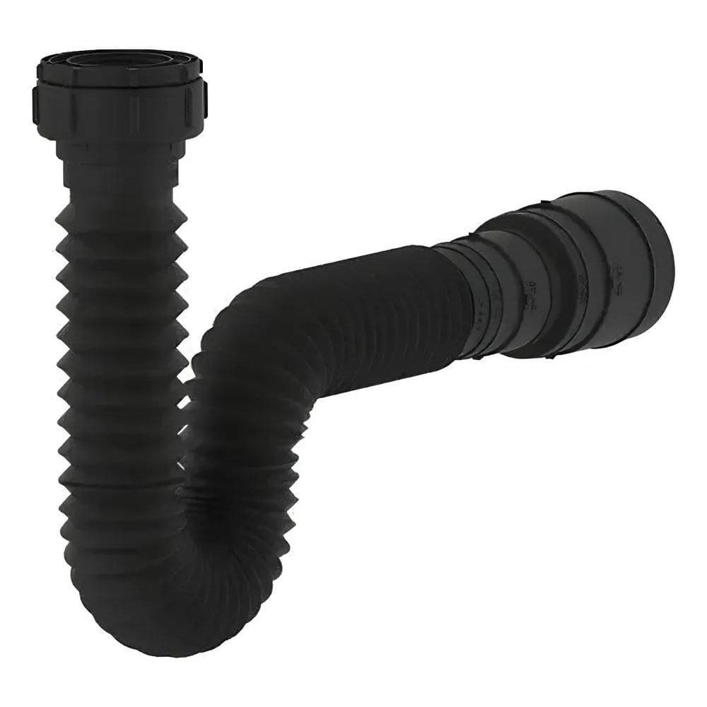 2X Sifão Preto Sanfonado Universal Pvc Reforçado Preto