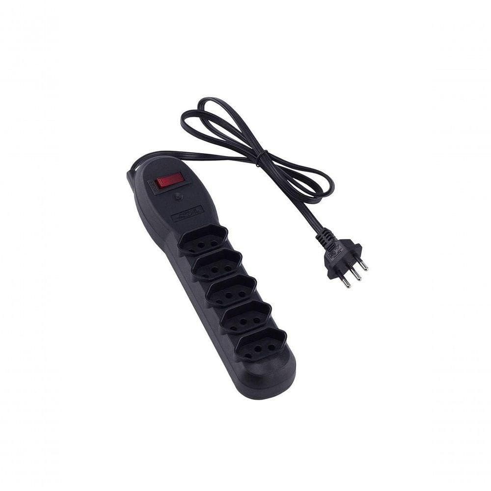 Filtro De Linha Force Line Slim Bivolt 5 Tomadas Preto