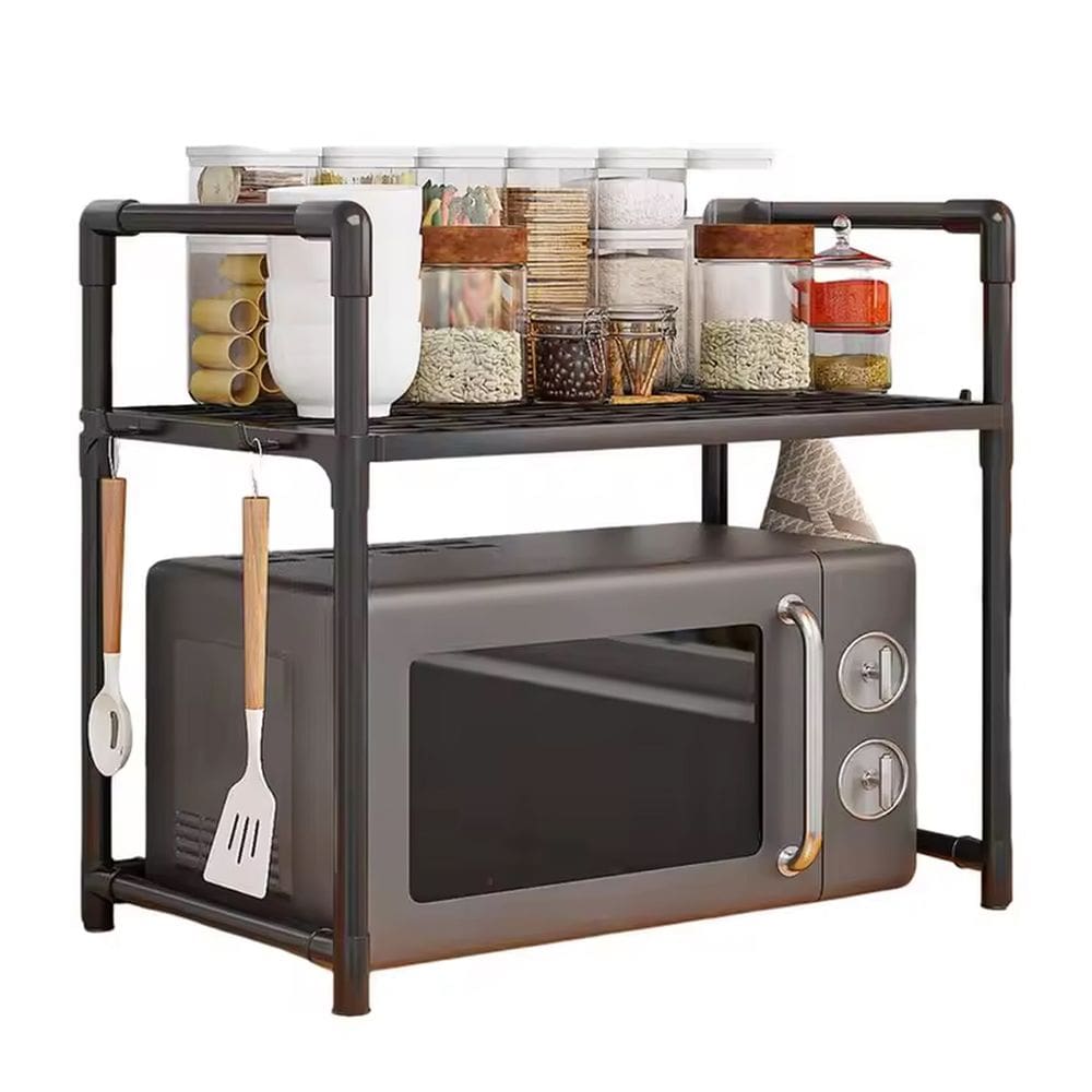 Suporte Rack Microondas Organizador Cozinha Armario Prateleira Ganchos Compacto Multiuso Casa Organizaçao