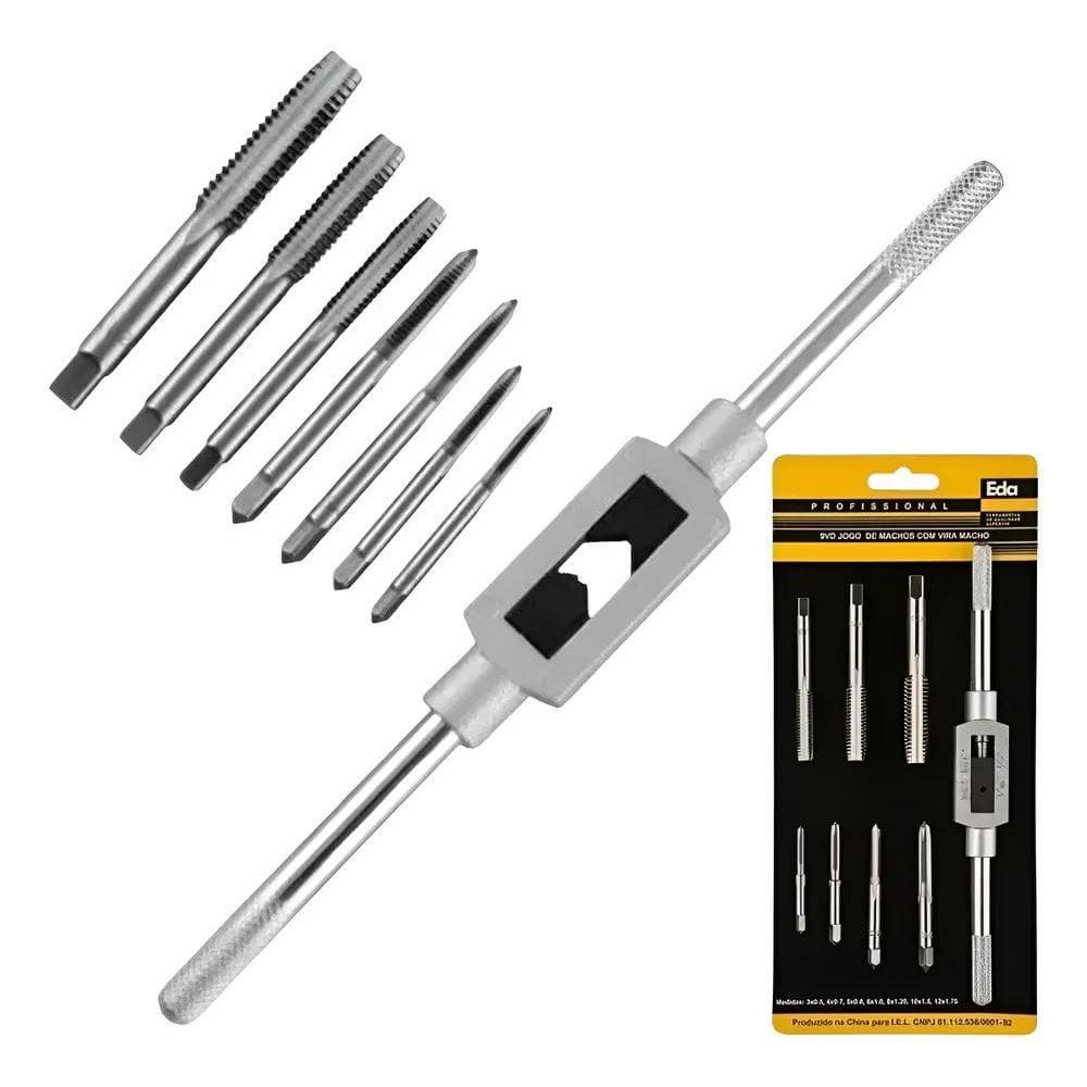 2X Jogo De Macho Com Vira Macho Manual M3 A M12 8 Pçs