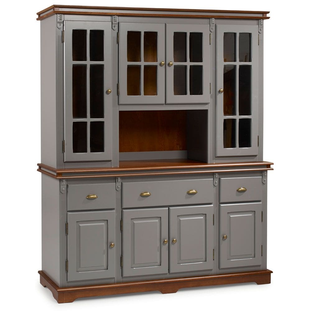 Cristaleira Arca e Oratório com Nicho 8 Portas 3 Gavetas Manchester 2049 Linz Móveis - Cinza/Imbuia Glazer