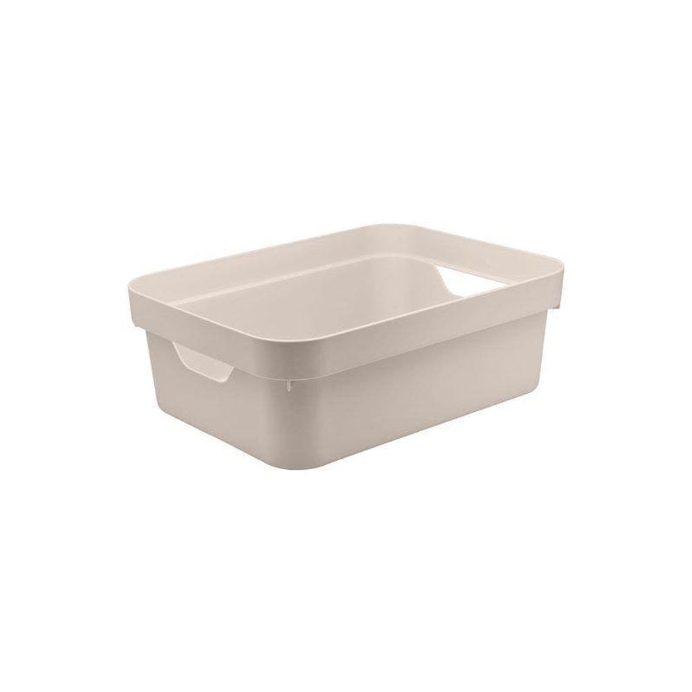 Caixa Organizadora Cube Média 10,5L Plástico Com Alças Bege