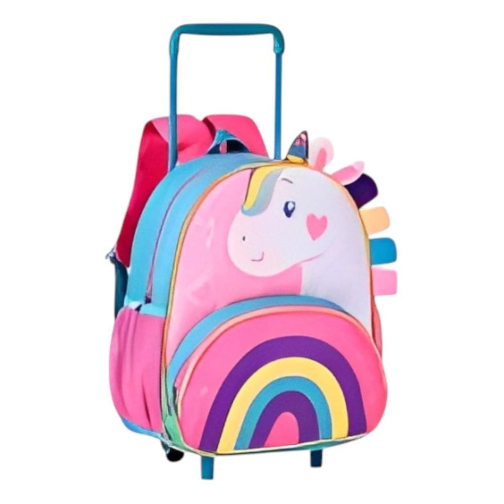 Mochila Escolar Infantil Reforçada Com Rodinhas Unicórnio