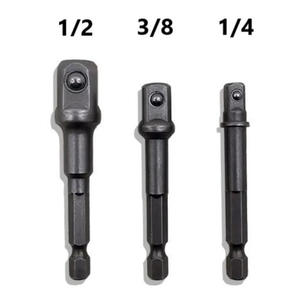 2X Kit 3 Adaptador Soquete Parafusadeira Furadeira 1/4 3/8 1