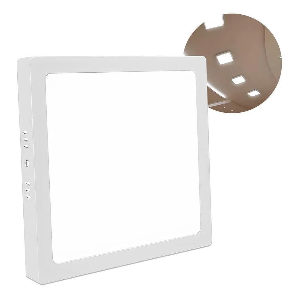 Plafon Led 30X30 Sobrepor Quadrado Branco Frio Bivolt 32W