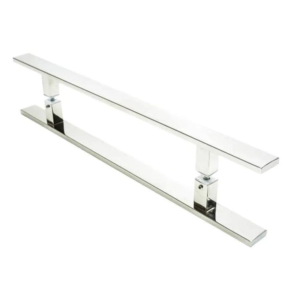 Puxador Inox Duplo Para Porta - Barra Chata Cromado - 40 Cm