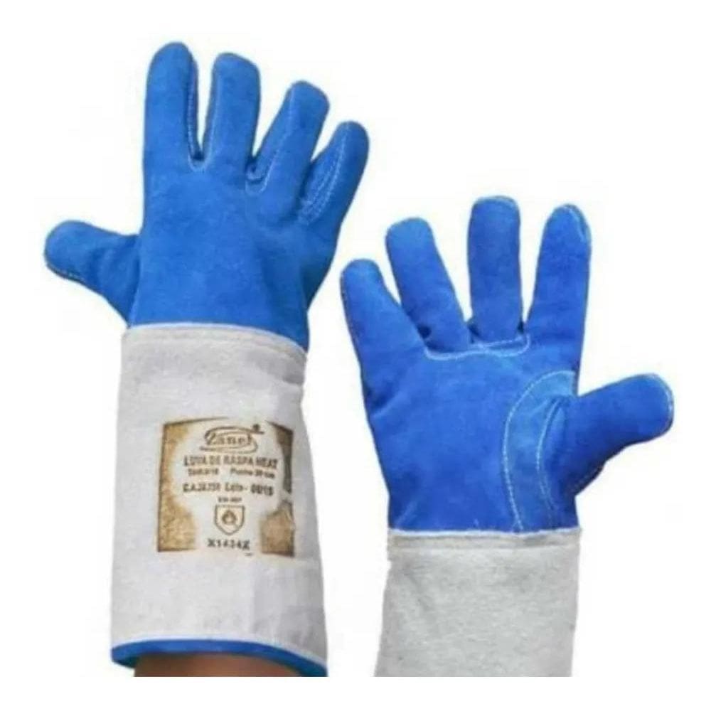 2X Luva Soldador Alta Temperatura Forrada Punho 20 Cm Reforç