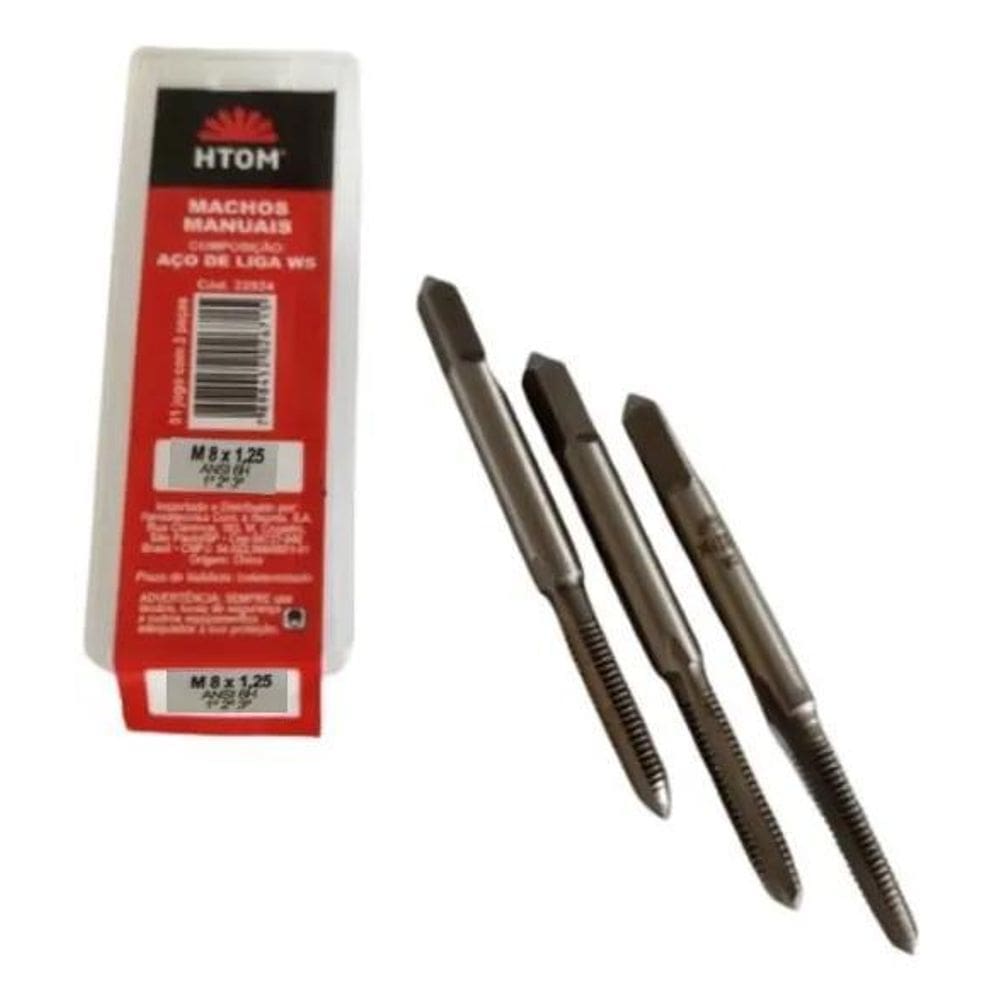 Jogo De Macho Manual Aço Liga Ws M8 X 1,25 Htom Com 3 Peças