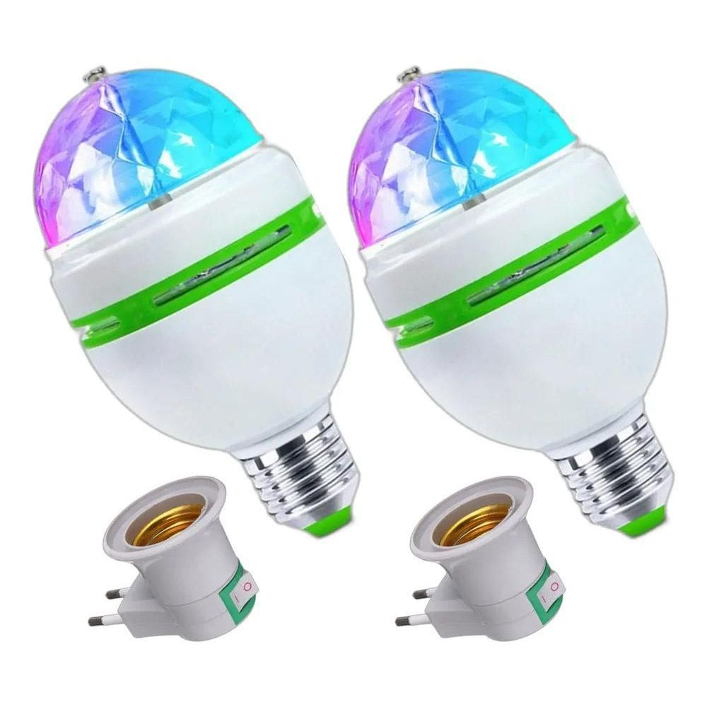 2X Kit 2 Led Giratoria Decoração Iluminação Rgb Festa Balada