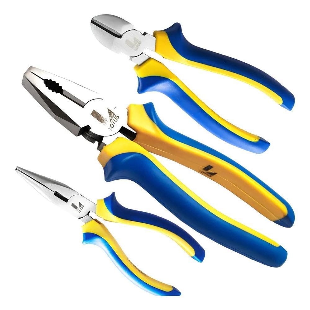 Kit Jogo 3 Alicates Universal Corte Bico Alicate Meia Cana