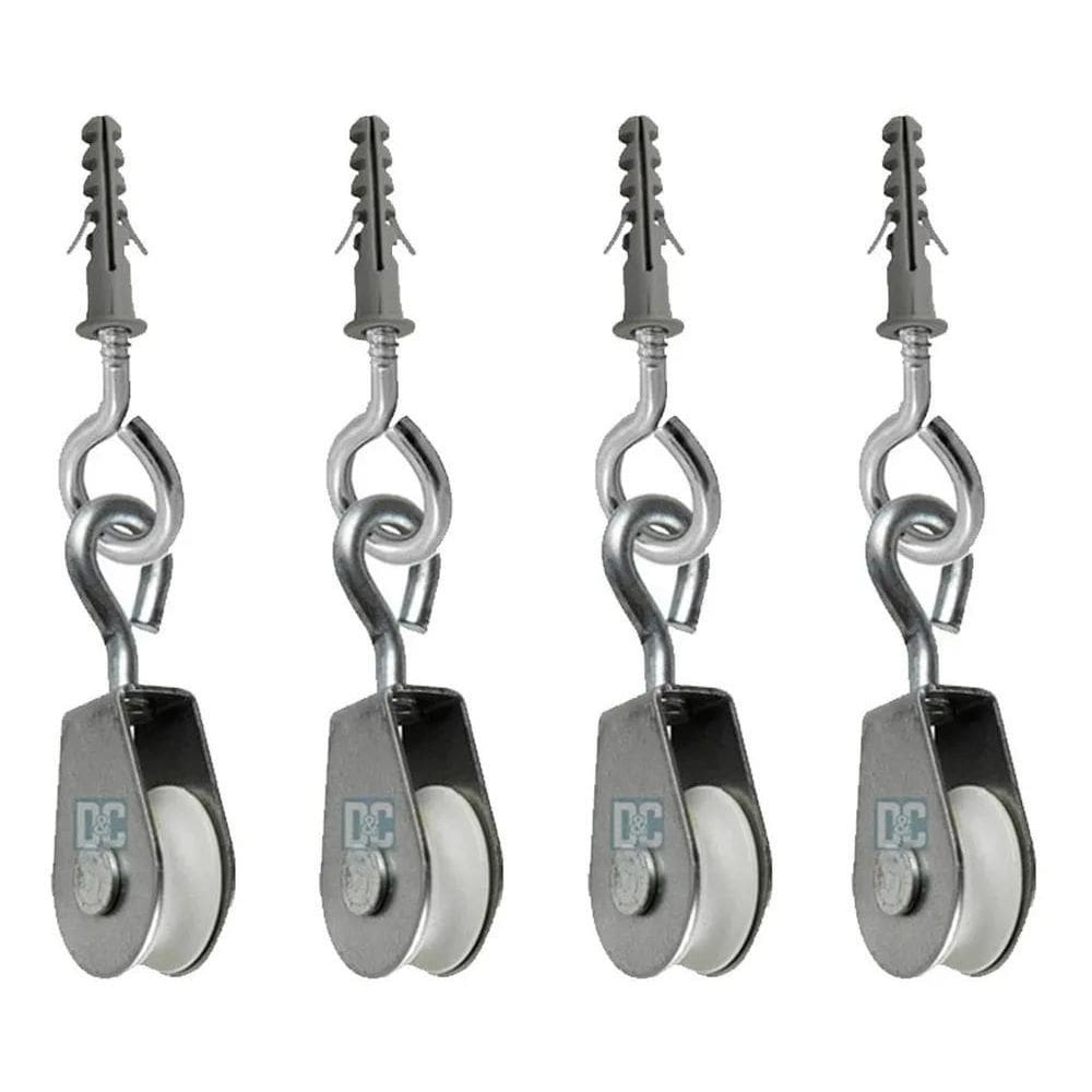 2X Roldana 2Cm Plástica E Metal Cinza Com Olhal Até 30Kg 4Un