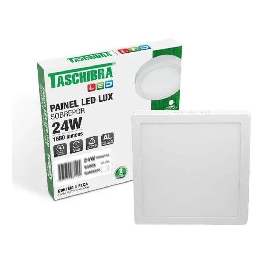 2X Painel Led Quadrado Sobrepor 24W 3000K 4000K 6500K Taschi