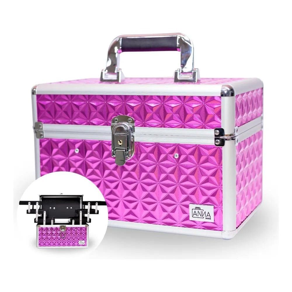 Maleta De Maquiagem Profissional Anna Make R210 Vazia Rosa
