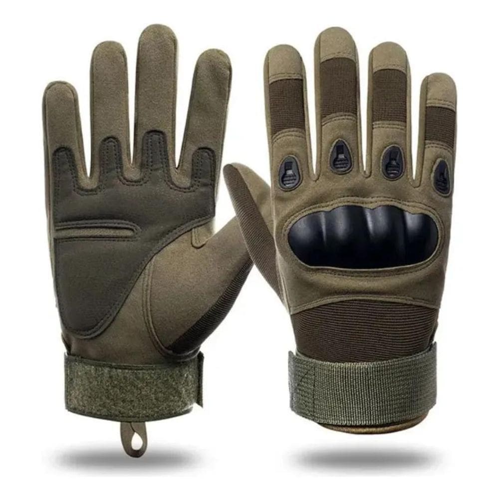 2X Luva Militar Dedo Longo Cor Tan - Tam M G