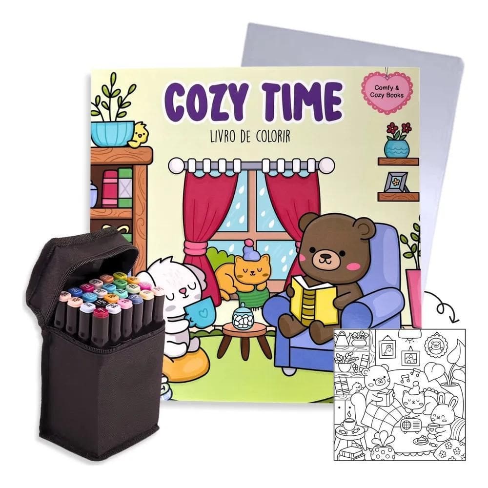 2X Livro De Colorir Bobbie Goods Kit Cozy Time + Estojo De C