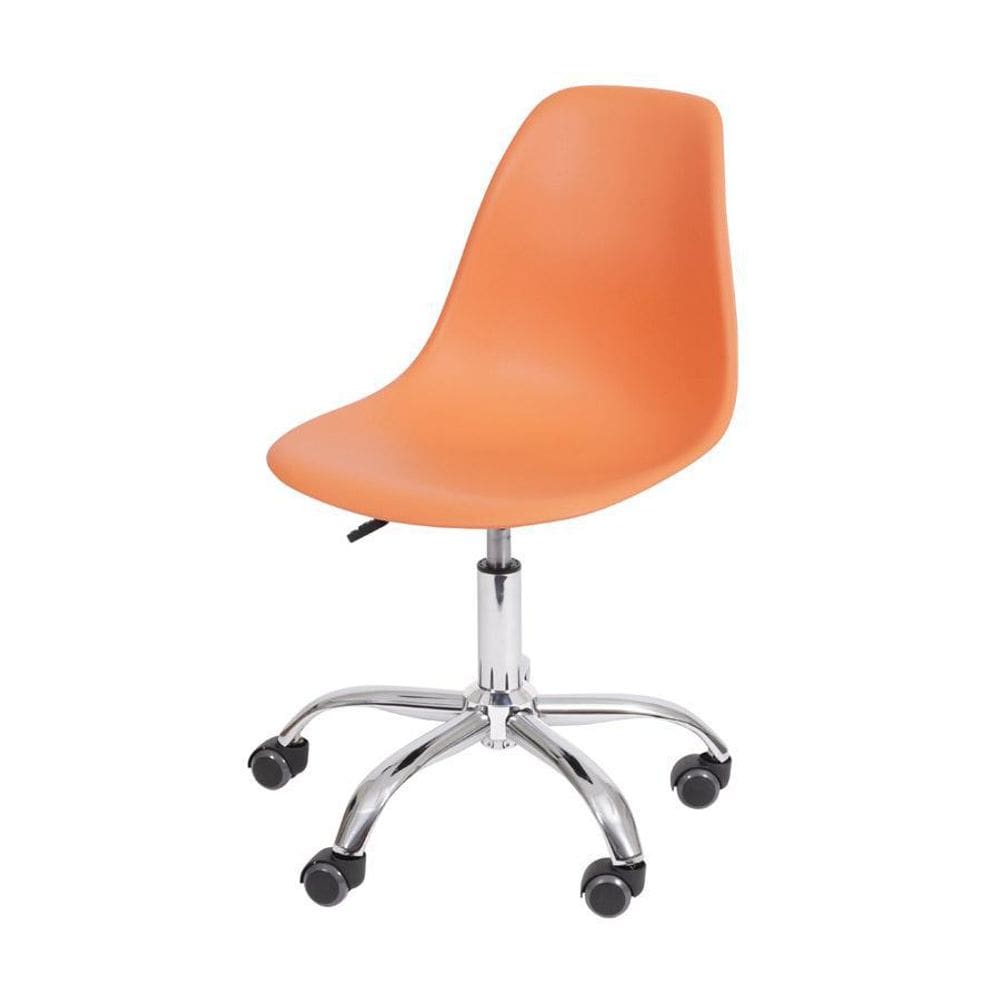 Cadeira Boxbit Dkr Eames Base Em Rodízio Laranja