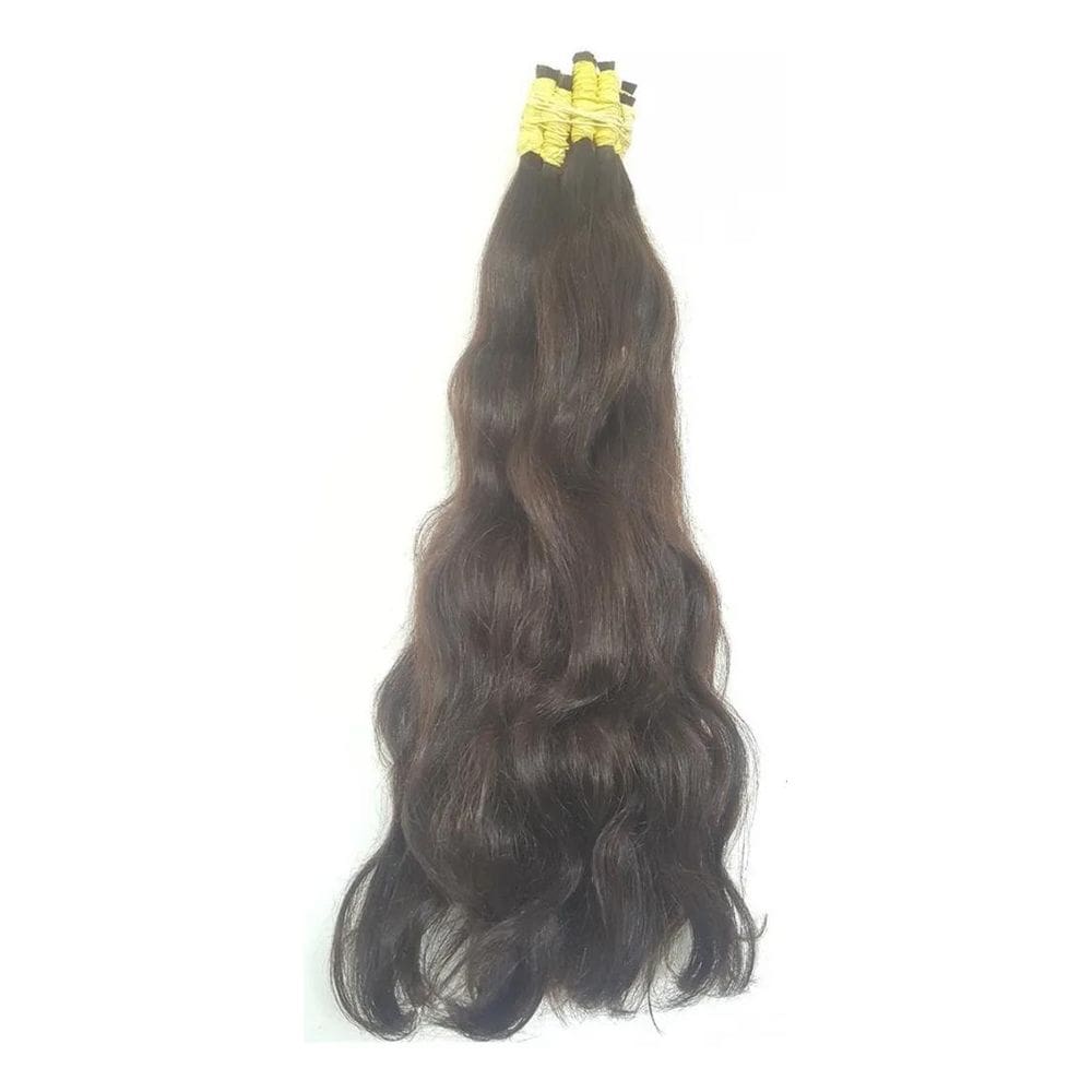 Cabelo Humano Castanho Natural Levemente Ondulado 50Cm 50Gr.