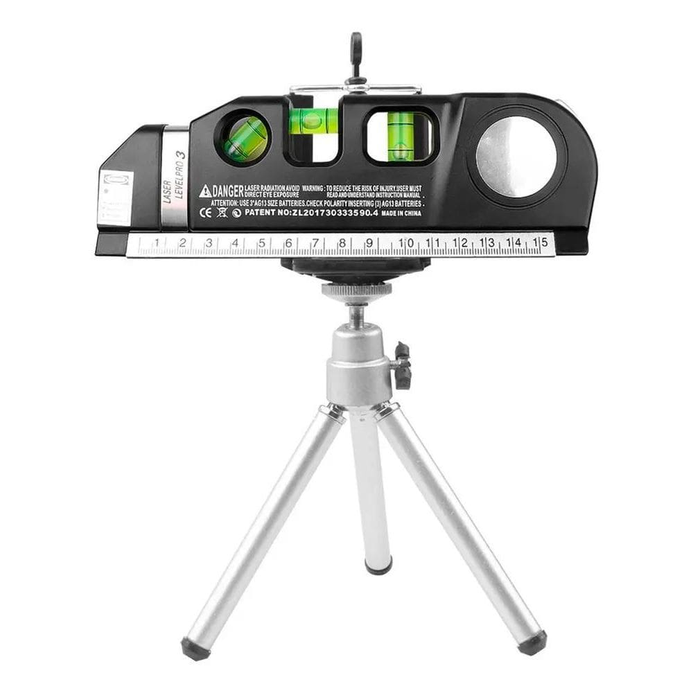 Nível Laser Trena Esquadro Bolha Horizontal Vertical C/Tripé