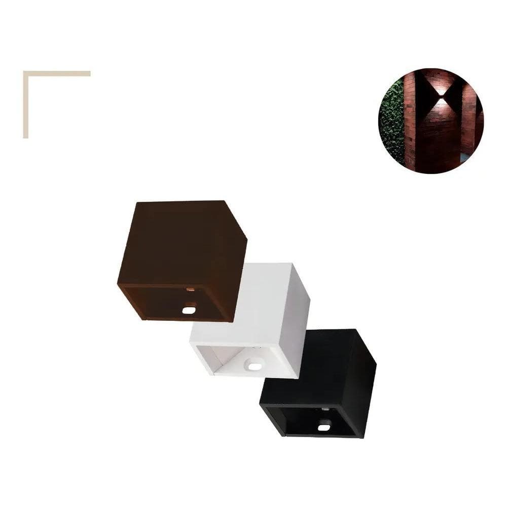 2X Arandela Blindada 2 Fachos Ajustavel Led 150Lm 3000K Cubo