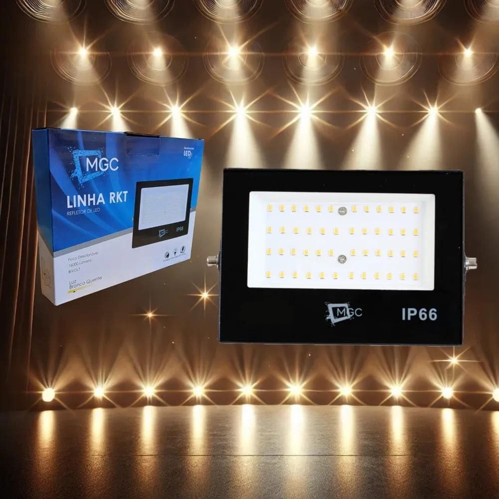 2X Refletor Holofote 200W Led Prova Dágua Ip66 3000K Carcaça