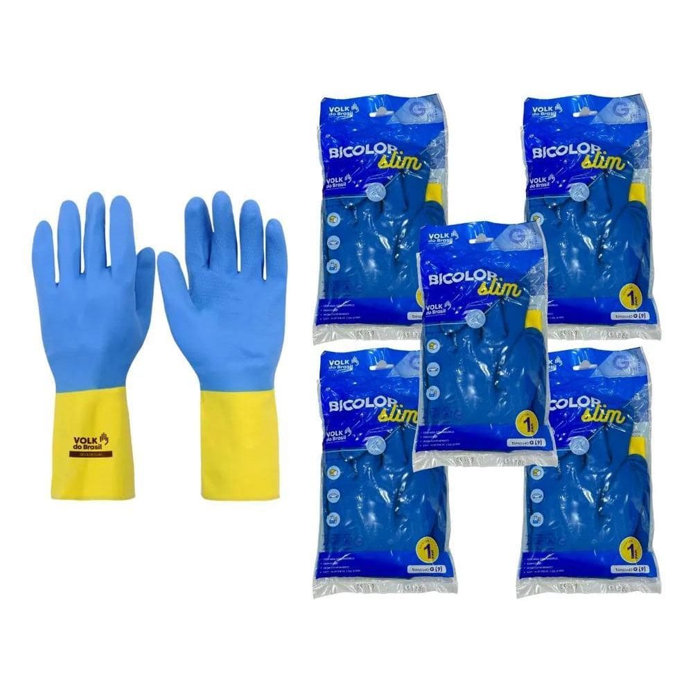 2X Kit 5 Prs Luva Látex Neoprene Bicolor Proteção Química Li